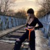 Ceinture tissée orange fluo mdcdo portée