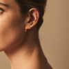Single Earrings Chai in Vermeil, worn, Sarah Vankaster Jewelry Handmade