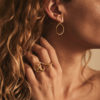 Ezili Earrings and Pepite II Ring in Vermeil, Worn Jewelry picture, Sarah Vankaster Handmade Jewelry, Flow Collection